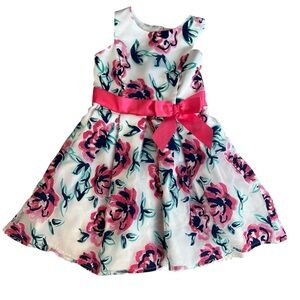 Zunie Pink and White A-Line Floral Sundress, Size 6